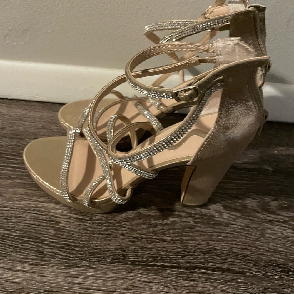 Gold strappy heels
